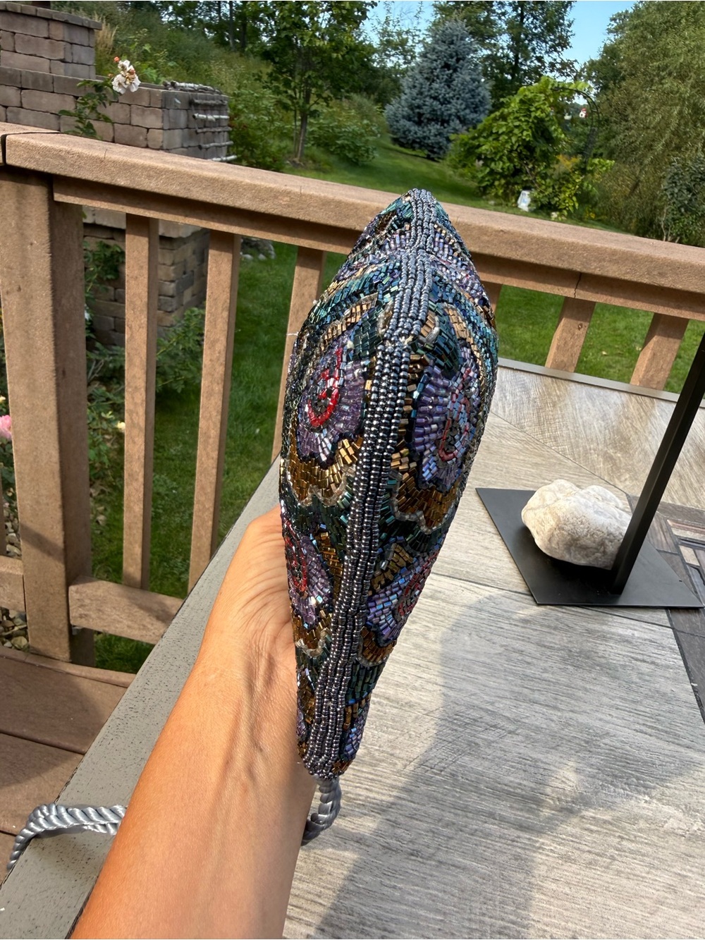 EUC Vintage seed bead Floral Scallop Hem Evening Bag - Picture 8 of 13